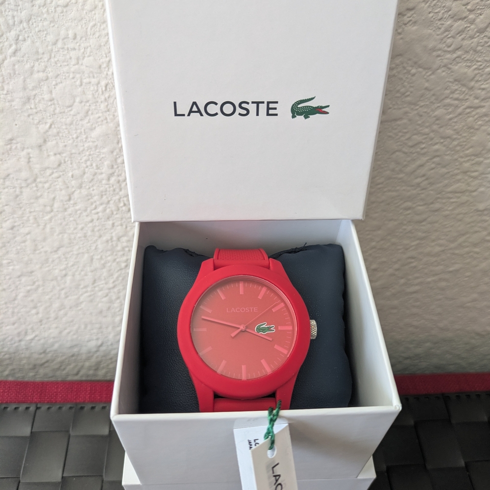 Lacoste Bold Red Timepiece - Silicone With Silver Accent Buckle, Unisex ⌚